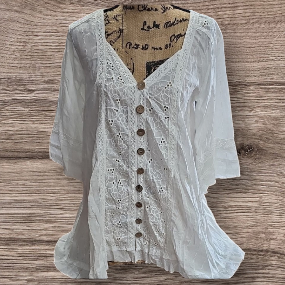 NWOT POL S/M Eyelet And Crochet Dress Or Tunic